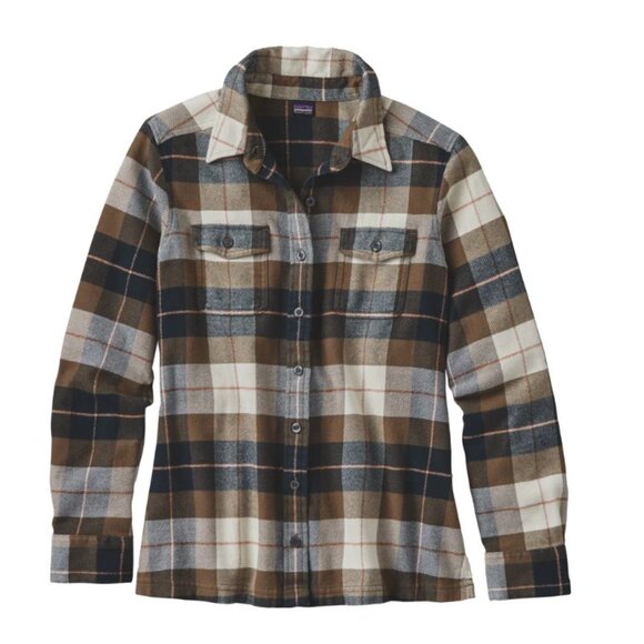 Patagonia Long-Sleeved Fjord Flannel Shirt - Tree Crown Carbon - Picture 1 of 9